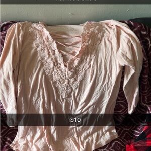 Ruffled Ruched Pink Blouse